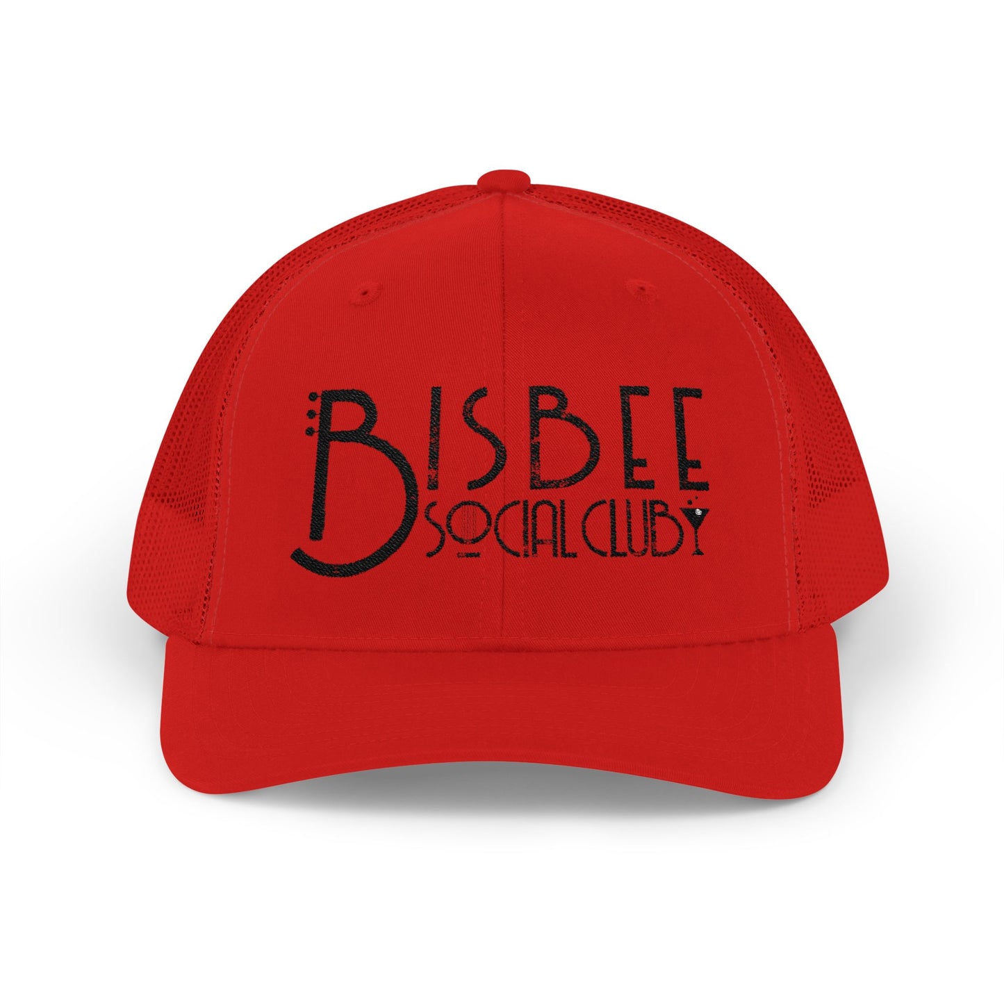 Stylish Red Snapback Trucker Cap - Bisbee Social Club Design